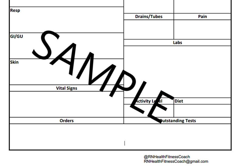 RN Report Template 1 Patient Etsy