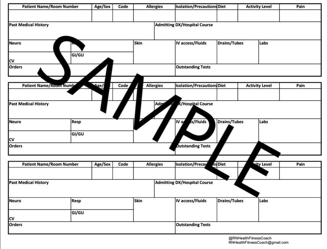 RN Report Template 3 Patients Etsy RN Report Template 3 Patients Etsy
