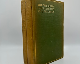Novels of J.M. Barrie Biography Writer of Peter Pan 1800s Victorian Decorative Green Book Set Decor English Literature Playwright Classic