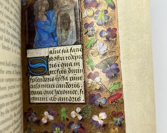Libro de arte manuscrito iluminado, El Maestro María de Borgoña, Libro de Horas de la Edad Media, Católico, Raro, Antiguo, Cristiano, Ilustrado, Medieval