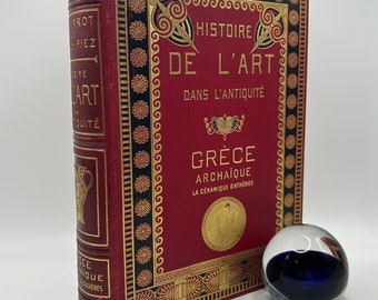 Ancient Greece French Gold Leather Bound Decorative Fine Binding Edwardian Large Coffee Table Illustrated Book Gift Rare Collecting Antique