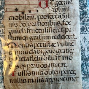 Catholic Song Book Page Leaf Vellum Mass Gradual Book Spanish 1700s Christian Church Hymn Liturgy Large Folio Rare Antique Gift Wall Decor