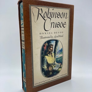 Robinson Crusoe by Daniel Defoe, Lynd Ward Illustrated Vintage 1940s Classic Adventure Novel