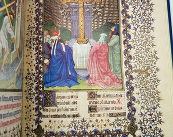Libro de arte manuscrito iluminado, Las Bellas Horas de Juan, duque de Berry, Edad Media, Libro de Horas, Católico, Cristiano, Medieval, Raro, Vintage