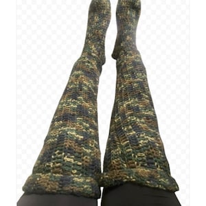 Thigh high leg warmers with the feet