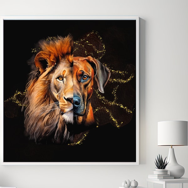 Lion | Rhodesian Ridgeback | Digital Print | Decor | African | Wall Art