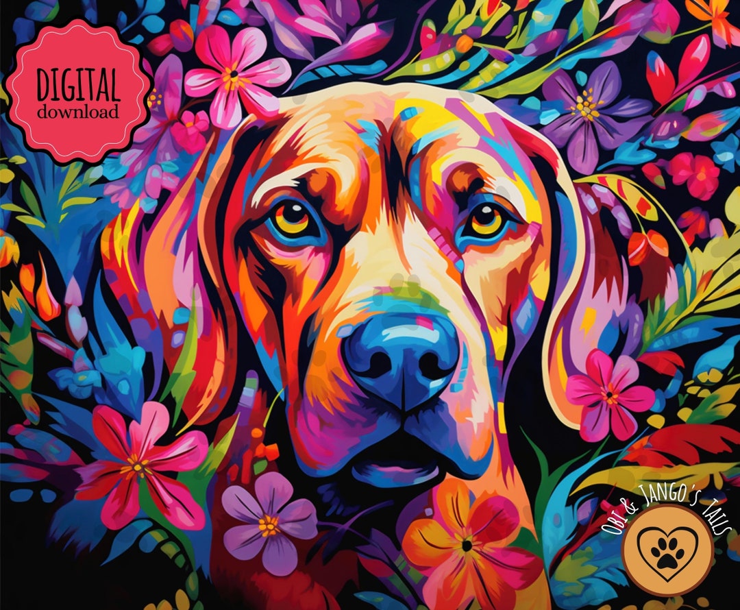 Floral Rhodesian Ridgeback Print | Colorful Dog Design (digital ...