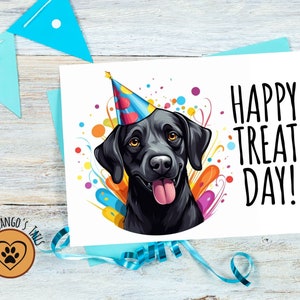Cute Black Labrador Birthday Card  Digital Greeting Card Instant Download with Bonus Envelope Template