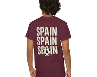 Retro Spain Soccer Tee | Stacked Text, Soccer Ball Graphic