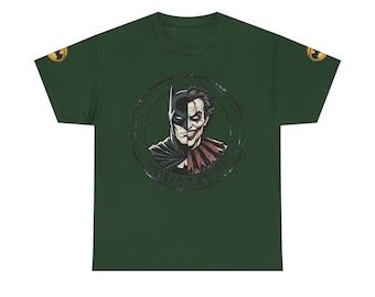 Halvmaskig Joker-t-shirt | T-shirt med porträtt av skurk, mörk clowndesign