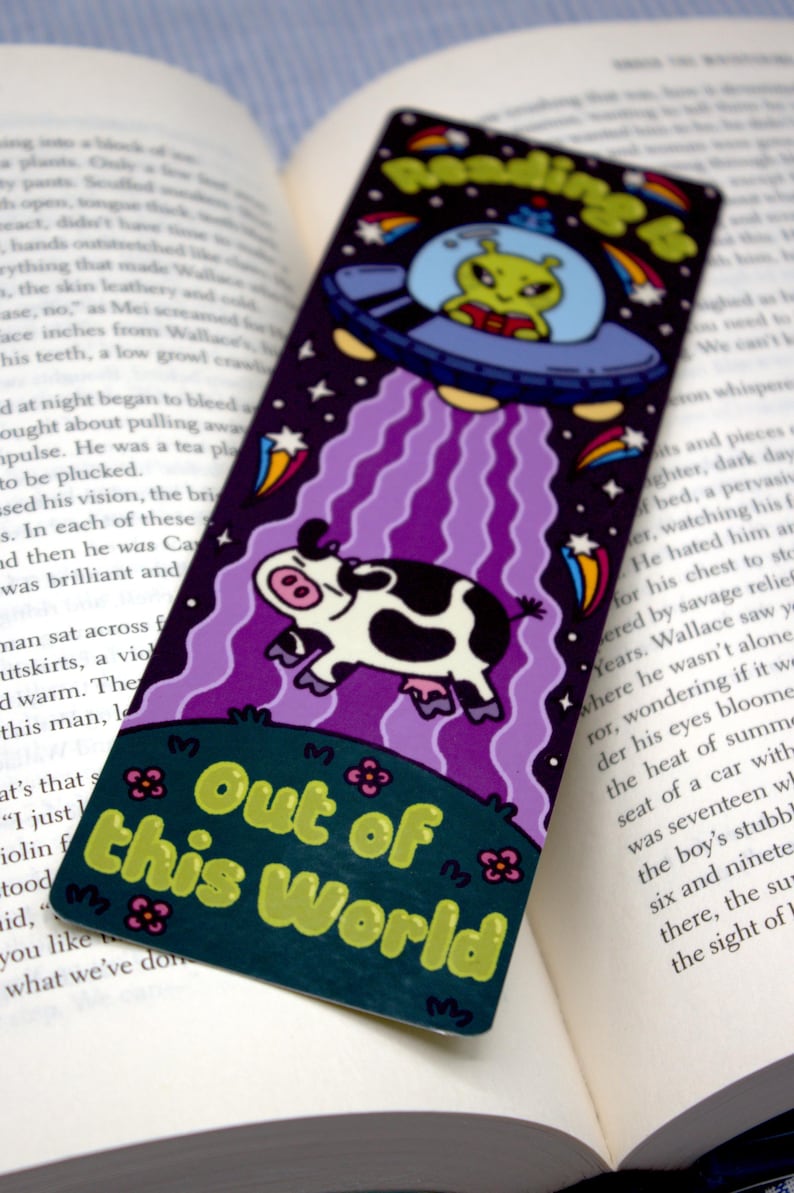 Alien in a UFO Bookmark: Handmade Reading Accessory - Etsy
