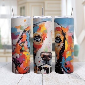 Colorful Beagle Dog 20 Oz Tumbler Wrap 20 Oz Skinny Tumbler Sublimation Design Instant Download PNG Straight Tumbler Wrap