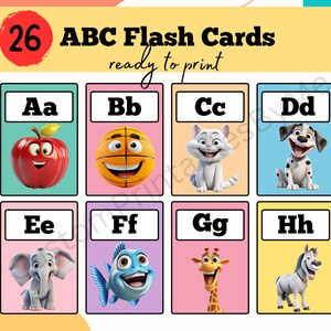 26 ABC Alphabet Flash Cards ABC Printable Flash Cards Digital ABC Flash Cards