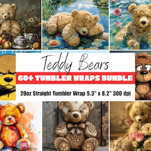 60+ Teddy Bear 20oz Tumbler Wraps Bundle 20oz Skinny Tumbler Sublimation Design Instant Download PNG 20oz Straight Tumbler Wrap