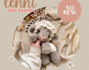 Lenni the Lamb Crochet Pattern | No Sew Low Sew Crochet Amigurumi Pattern | Cute Crochet Pattern | Itty Farm Babies Bkay Babies