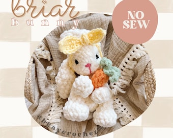 Patrón de ganchillo de conejito Briar / Patrón de amigurumi de costura sencilla / Patrón de ganchillo adorable / Conejito bebé adorable / Patrón de ganchillo de Pascua