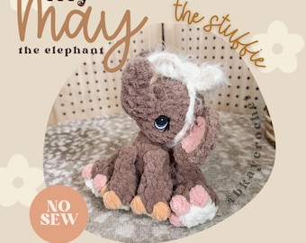 Patrón de ganchillo para peluche ITTY May el Elefante / Patrón de amigurumi de ganchillo sin costuras