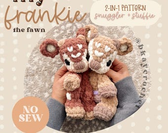 Patrón de ganchillo 2 en 1 de ITTY Frankie el cervatillo (abrazo y peluche) / Patrón de amigurumi de ganchillo sin costuras