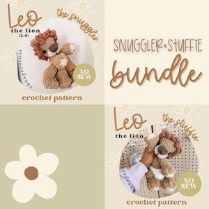 BUNDLE Leo the Lion SNUGGLER + STUFFIE Crochet Patterns | No Sew Crochet Amigurumi Pattern