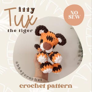ITTY Tux tigern virkmönster | No Sew Low Sew virkmönster för amigurumi | Sött virkmönster