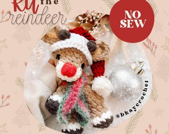 Patrón de crochet "Ru the Reindeer" + Accesorios / Patrón de amigurumi de crochet de costura baja sin costura / Patrón de crochet lindo / Patrón de crochet para fiestas navideñas