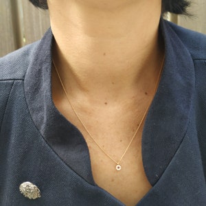 Dainty Round Pendant CZ Waterproof Jewelry Engagement/Anniversary Gift, Collier Pendentif Petit Ronde