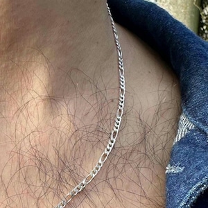 Figaro chain 925 Sterling Silver, chaine en argent, Silber kette, catena argento vero, cadena de argento