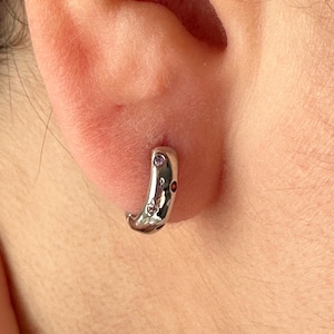 Silver CZ Huggie Earrings: Chunky Waterproof Jewelry