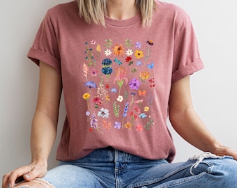Wildflower T-shirt, Wild Flowers Shirt, Floral T-shirt, Flower Shirt, Gift for Women, Ladies Shirts, Best Friend Gift