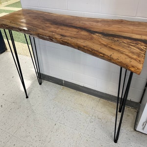 Bar height live edge pecan table