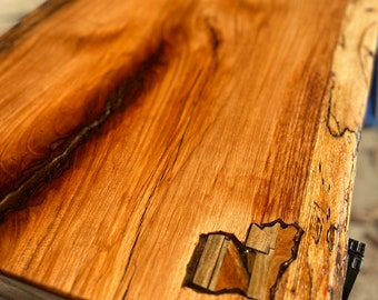 Pecan coffee table with Louisiana inlay