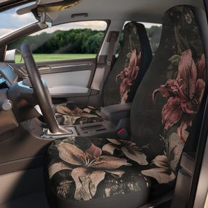 Dark Academia Car Seat Covers, Floral Seat Covers, Dark Floral Car Decor, Goth Car Decor, Dark Academia Car Decor, Women&#39;s Car Accessories