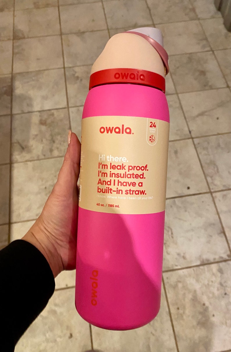 Owala Hot Pink 40oz Water Bottle With Built in Straw NEW COLOR Etsy