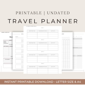 Travel Planner Printable | Travel Journal | Vacation Planner | Trip Itinerary Planner | Digital Travel Planner | Holiday Plan