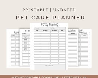 Ultimate Pet Care Printable Bundle | Printable Pet Workbook, Pet Checklists, Pet Worksheets, Pet Planning, Pet Planner, Pet Binder