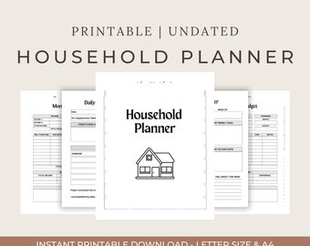 Household Planner | Printable Household Management Binder | Household Budget Template | Life Organizer PDF | Home Management | Cleaning Plan
