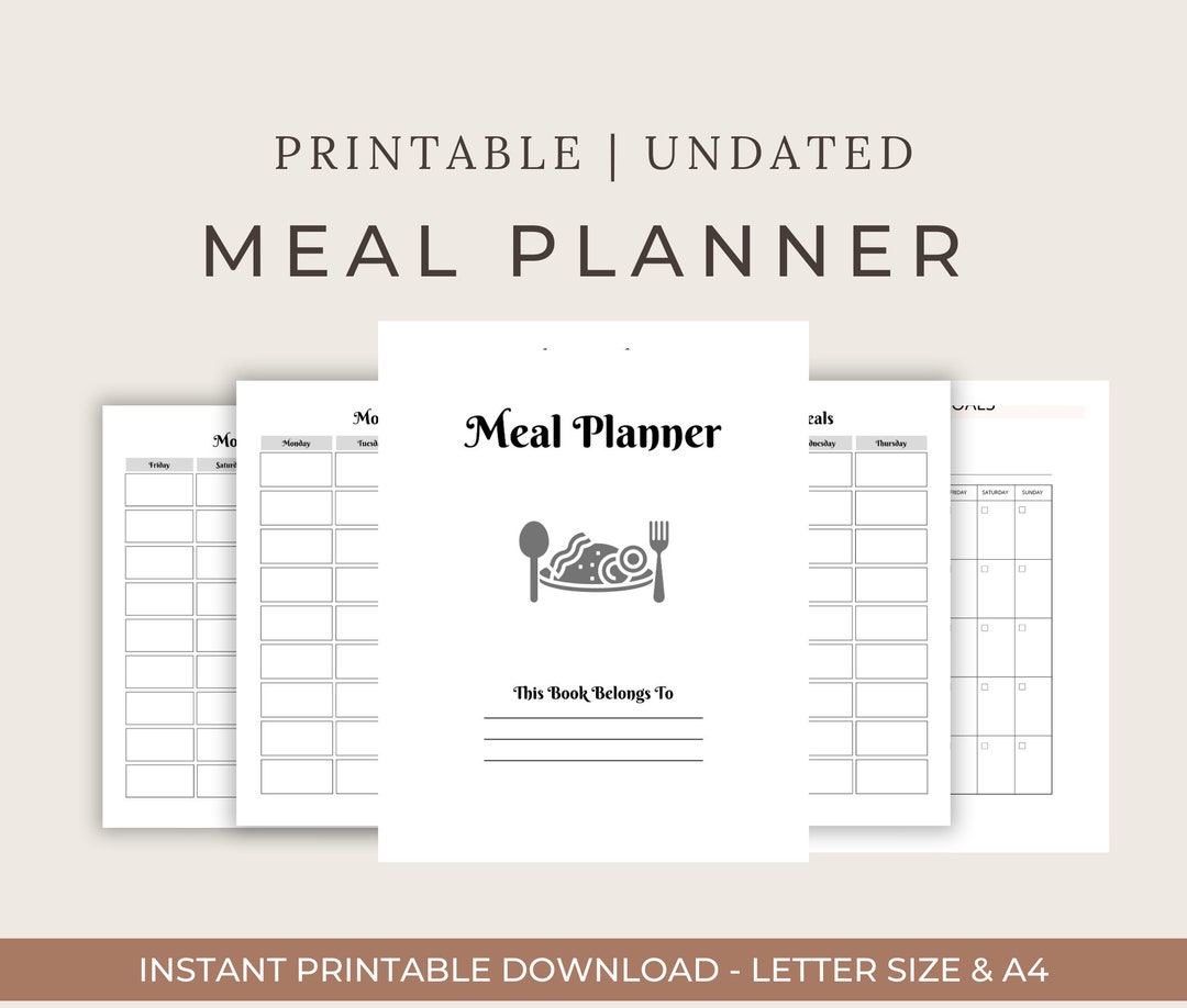Meal Planner Printable | Weekly Food Diary Bundle | Daily Food Journal ...
