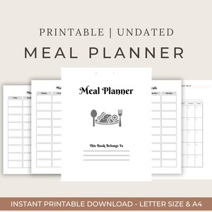 Meal Planner Printable | Weekly Food Diary Bundle | Daily Food Journal | Monthly Meal Tracker | Fitness Diet Menu| Grocery List |PDF