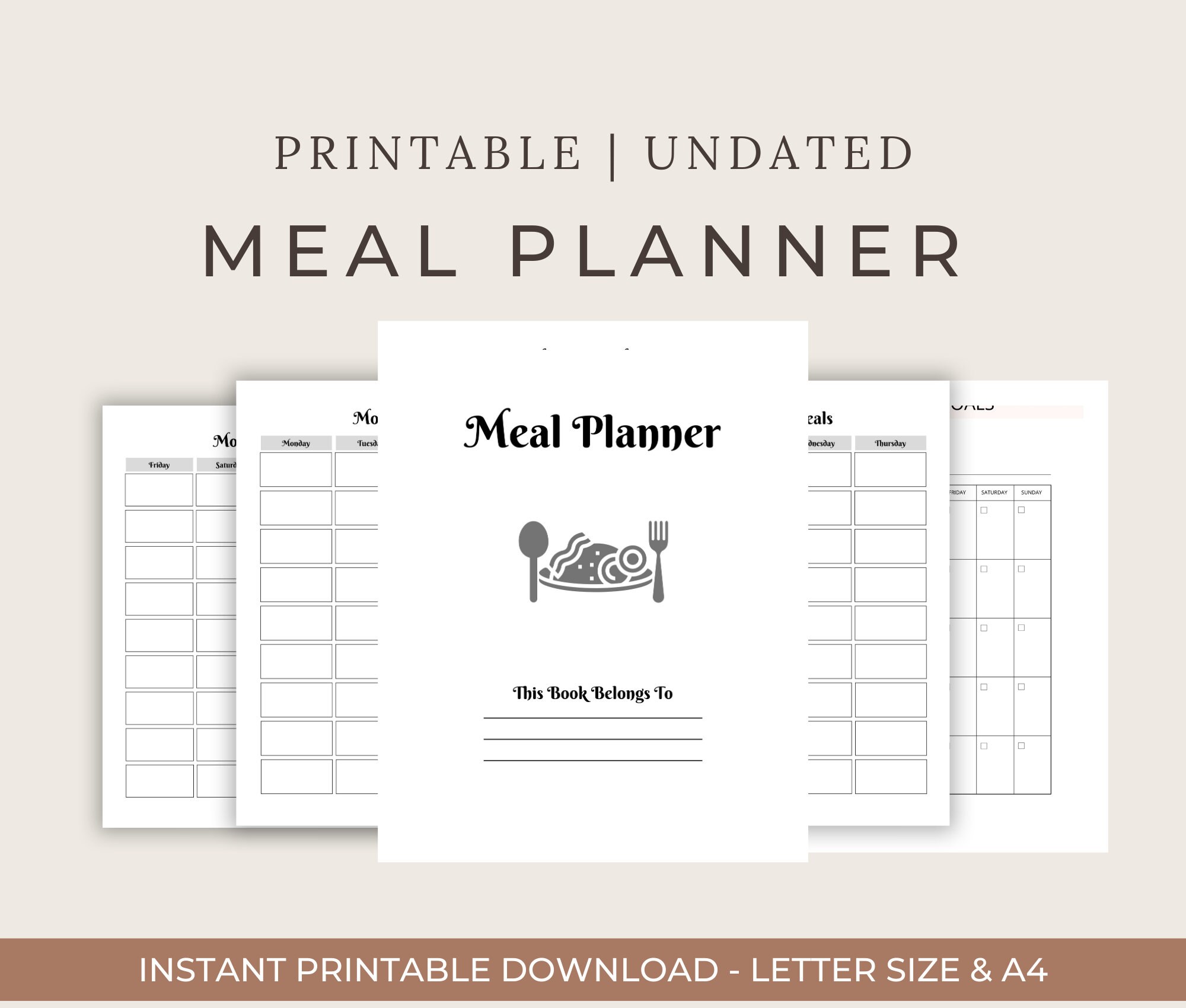 Meal Planner Printable | Weekly Food Diary Bundle | Daily Food Journal ...