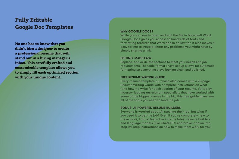 Easy Resume Template, 2025 Editable Google Docs Resume Template With