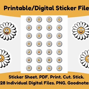 Happy Daisy Stickers: Scrapbooking, Kalender, Journal, Schule/Klassenzimmer-Anreize. PDF-Datei. Drucken. Gesägt. Kleben. PNG. Digitale Dateien. Größe ändern.
