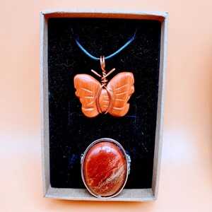 Butterfly&quot; | Red Jasper Necklace, Ring | Grounding, Nurturing, Centering