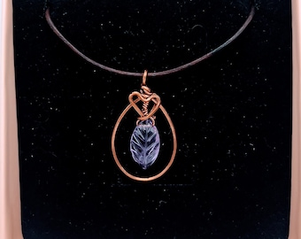 Leaf" | Amethyst necklace | protection, awareness, healing