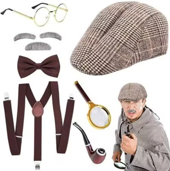 Ensemble de déguisements pour hommes des années 1920, accessoires de  détective Sherlock Holmes avec chapeau grand ensemble cadeau Peaky Blinders  cerf fête Halloween ensemble -  France