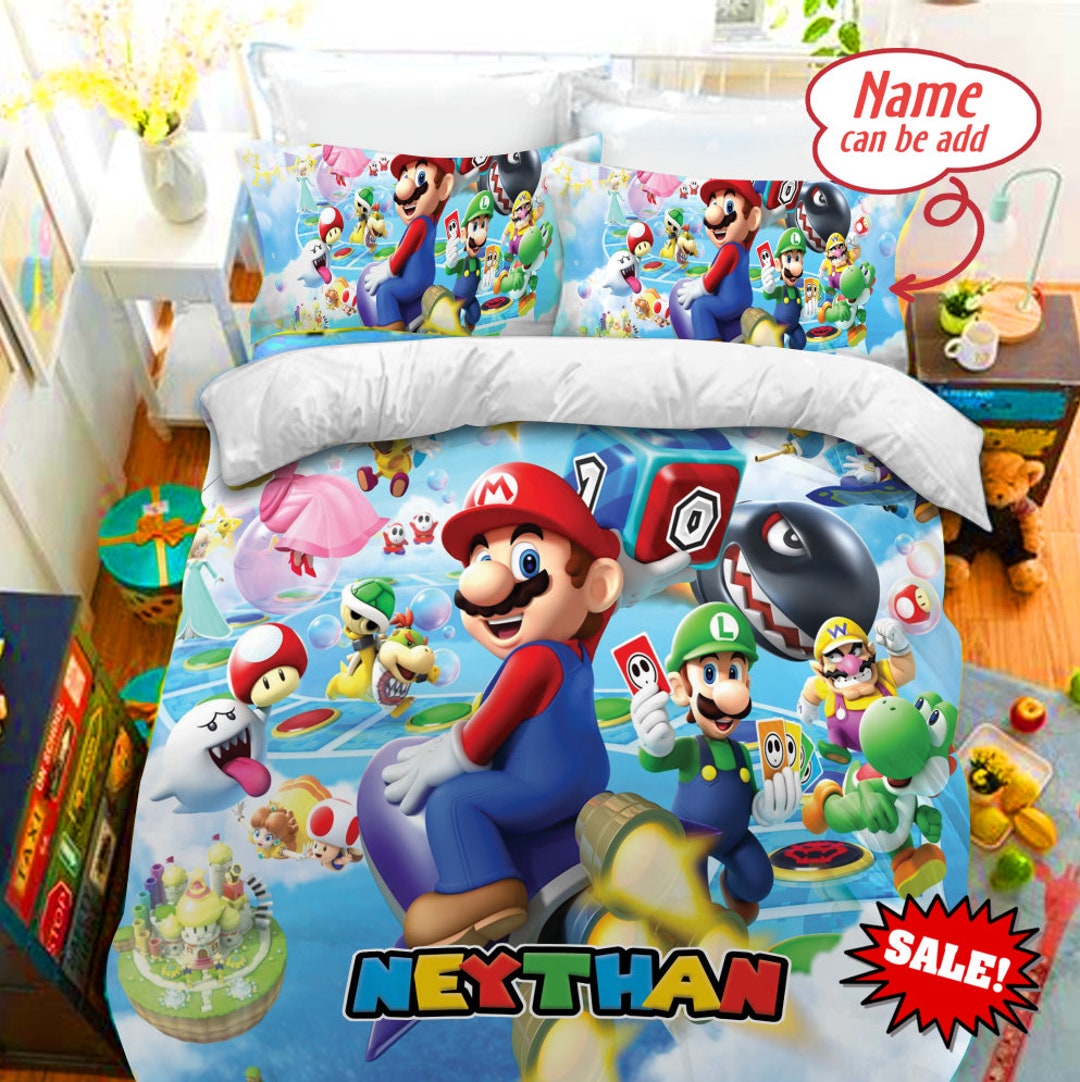 3D Super Mario Bedding Set Mario Bros Quilt Blanket Mario Etsy
