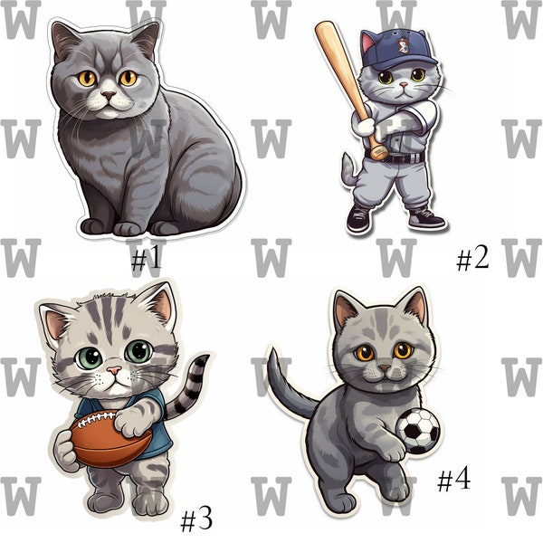 4 different stickers of British Shorthairs