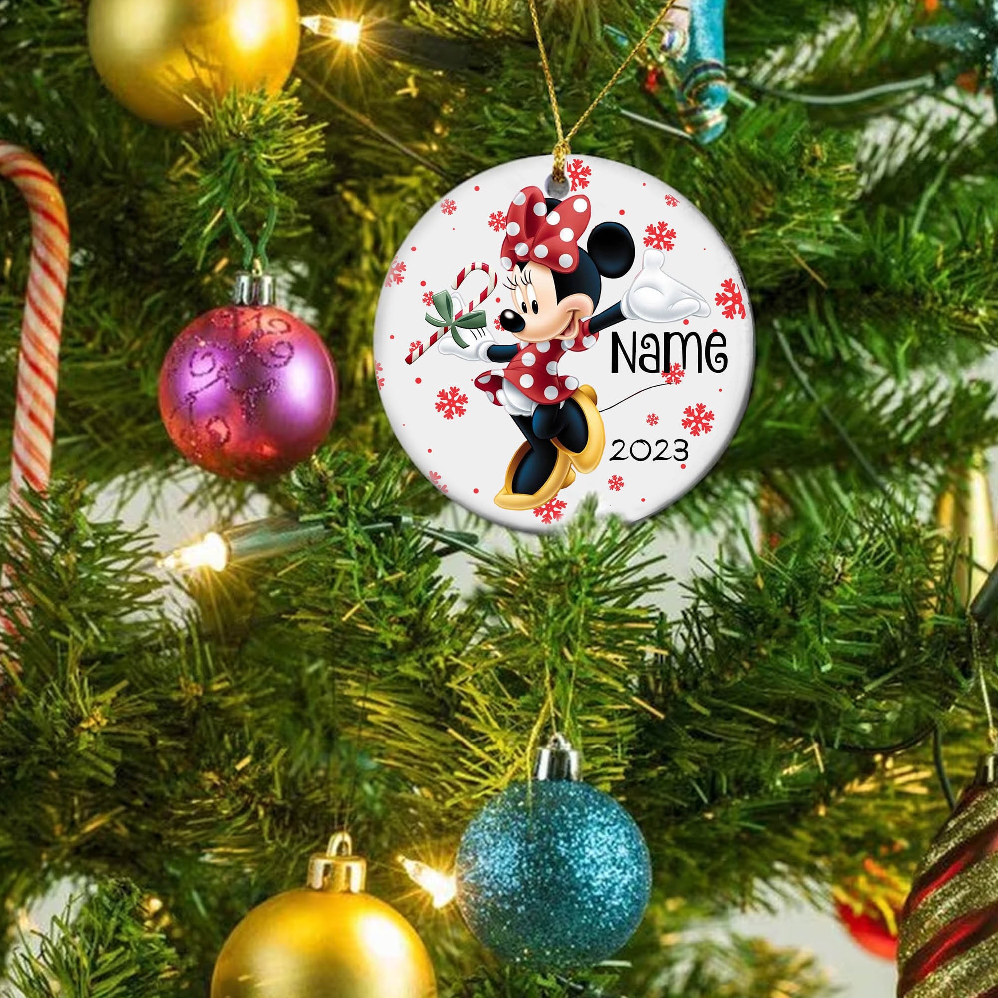 Personalized Minnie Mouse Ornament, CustomChristmas Ornament sold by