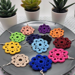 Earrings Crochet Lightweight Colorful Handmade Earrings Crochet Gift Ideas Statement Jewelry Floral Earrings
