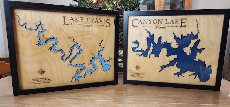Custom Wood Lake Map: Laser Engraved Topography, Framed Art - Etsy