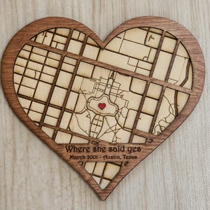 Personalized Heart Map Gift | Special Occasion Custom Wood Layered Laser Cut Art | Unique Wall Décor | 5th Anniversary Gift